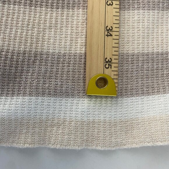 Foxcroft NYC Long Open Knit Cardigan Womens S Tan Beige Striped Lightweight - Picture 7 of 9